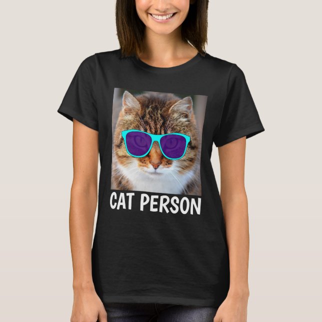 CAT PERSON, Funny Cat with sunglasses T-shirts (Front)