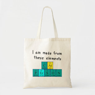 Cat Person periodic table name tote bag