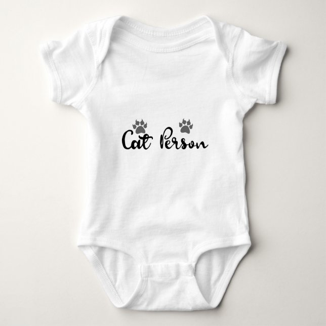 Cat Person Typography Art Baby Bodysuit (Front)