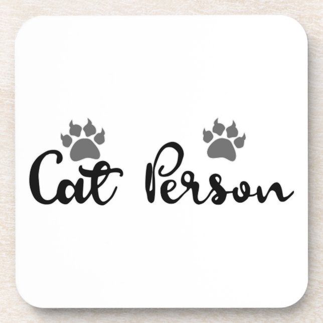 Cat Person Typography Art Coaster (Front)