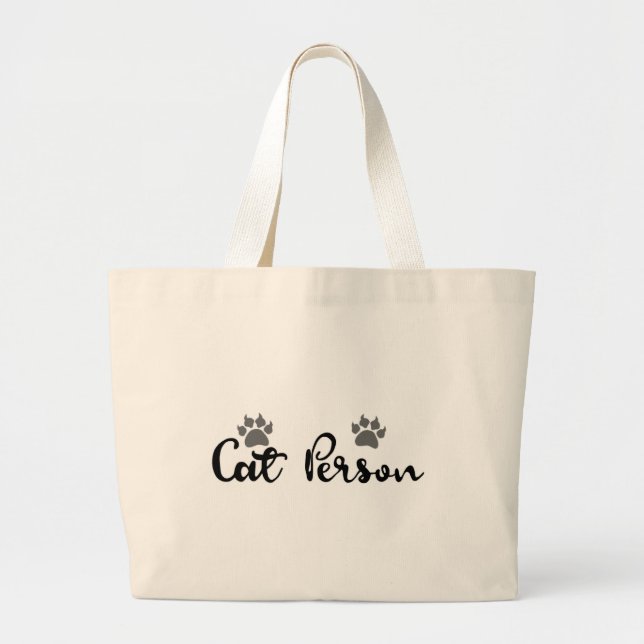 Cat Person Typography Art Large Tote Bag (Front)