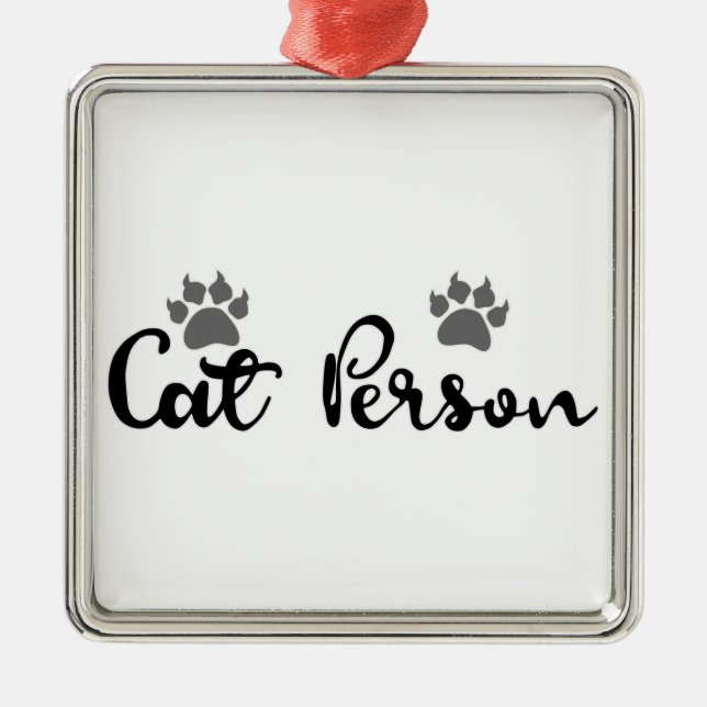 Cat Person Typography Art Metal Tree Decoration (Front)