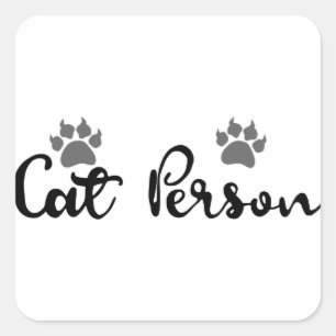Cat Person Typography Art Square Sticker