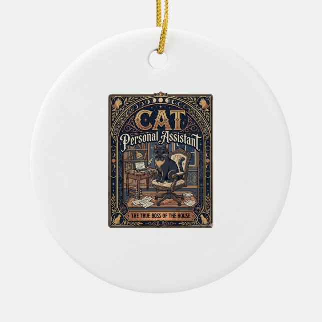 Cat Personal Assistant Cat Funny Owner Humour Vint Ceramic Tree Decoration (Front)