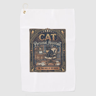 Cat Personal Assistant Cat Funny Owner Humour Vint Golf Towel