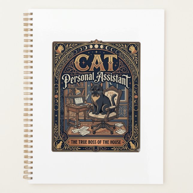 Cat Personal Assistant Cat Funny Owner Humour Vint Planner (Front)