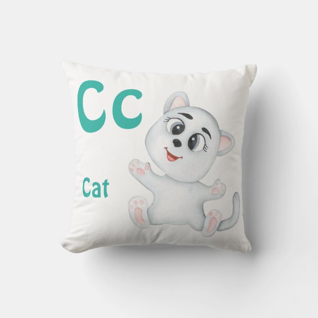 Cat personalise ABC: Letter C - Add Your Name Cushion (Front)