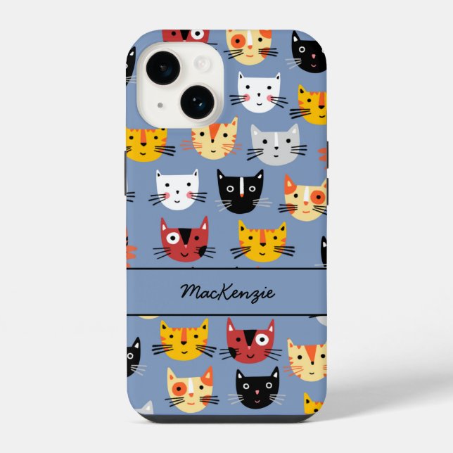 Cat Personalised Pattern iPhone Case (Back)