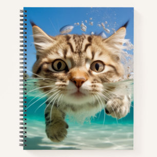 Cat Pet Animal Fun Playing Water Outdoor Notebook