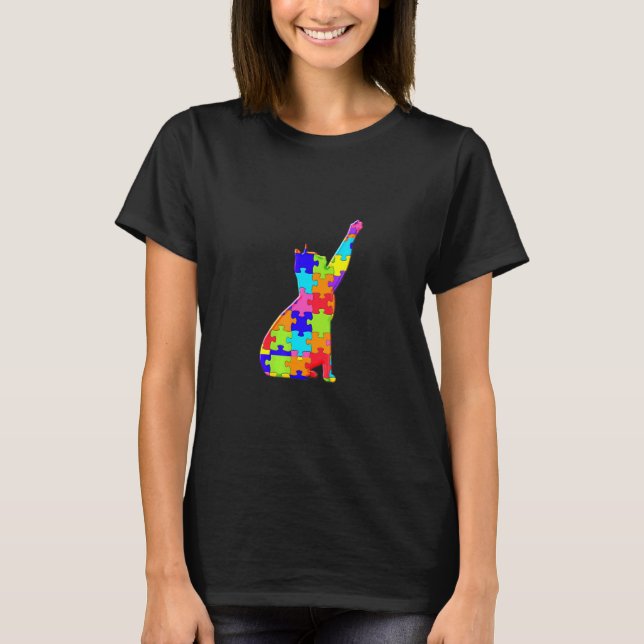 Cat Pet Animal Jigsaw Autism Puzzle T-Shirt (Front)