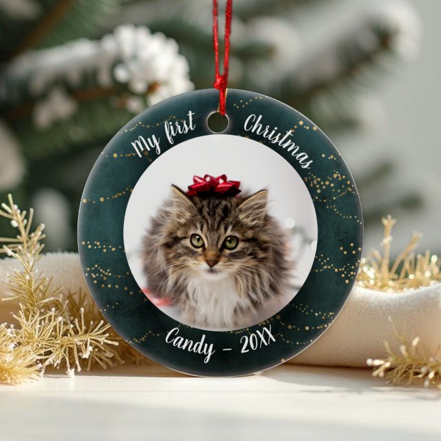 Cat Pet First Christmas Photo Fairy Trees Ceramic Tree Decoration (Creator Uploaded)
