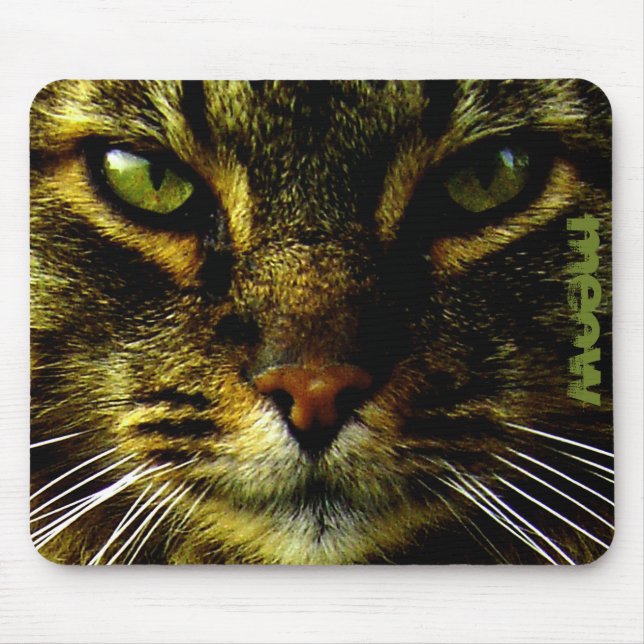 Cat Pet Hypnotising Eyes Photo Custom Text Mouse Pad (Front)