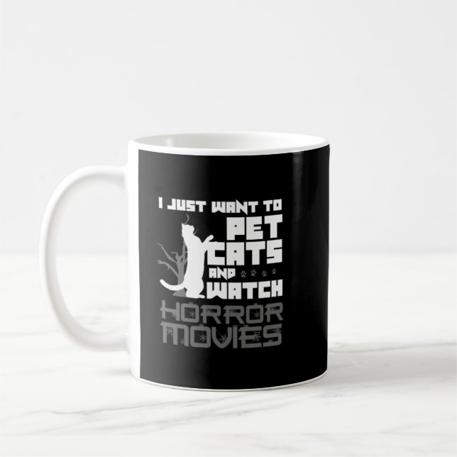 Cat Pet Lover Horror Movie Lover Gift53 Coffee Mug (Left)