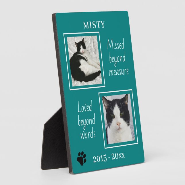 Cat Pet Memorial Missed Beyond Measure Photo Jade Plaque (Side)
