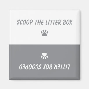 Cat Pet Paw Prints Litter Box Reminder Reversible Magnet