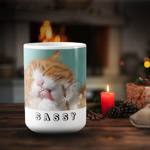 Cat Pet Snowflakes Holiday Photo  Coffee Mug