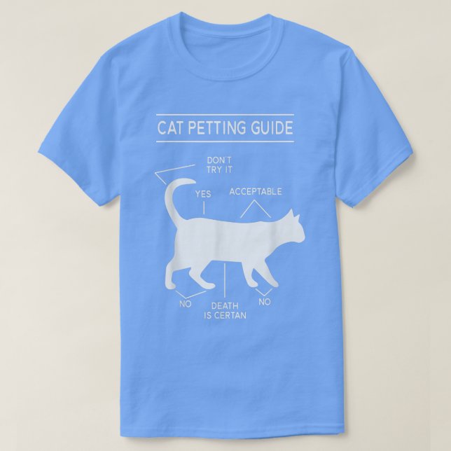 Cat Petting Guide Tee Shirt Funny Novelty Graphic  (Design Front)