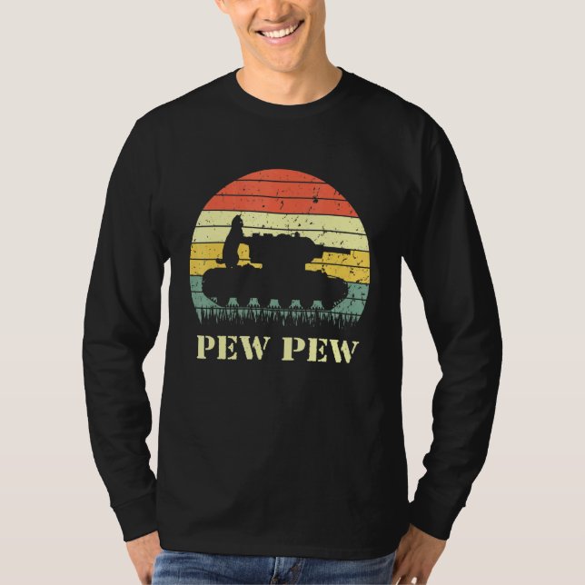 Cat Pew Pew Cat Driving Tank Vintage Retro (Front)