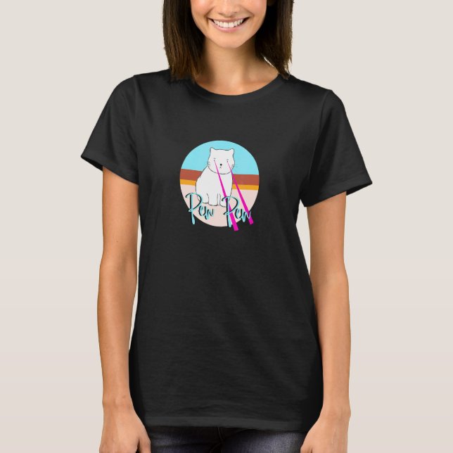 Cat Pew Pew Laser Beam Doodle Animal Gamer Meme T-Shirt (Front)