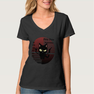 Cat Pew Pew Madafaca Vintage Crazy Cat Funny Graph T-Shirt
