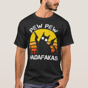 CAT Pew Pew Madafakas Crazy Summer Cat with Gun  T-Shirt