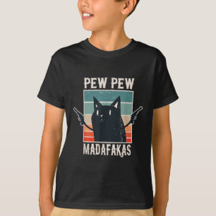 Cat Pew Pew Madafakas Retro Vintage Gift  T-Shirt