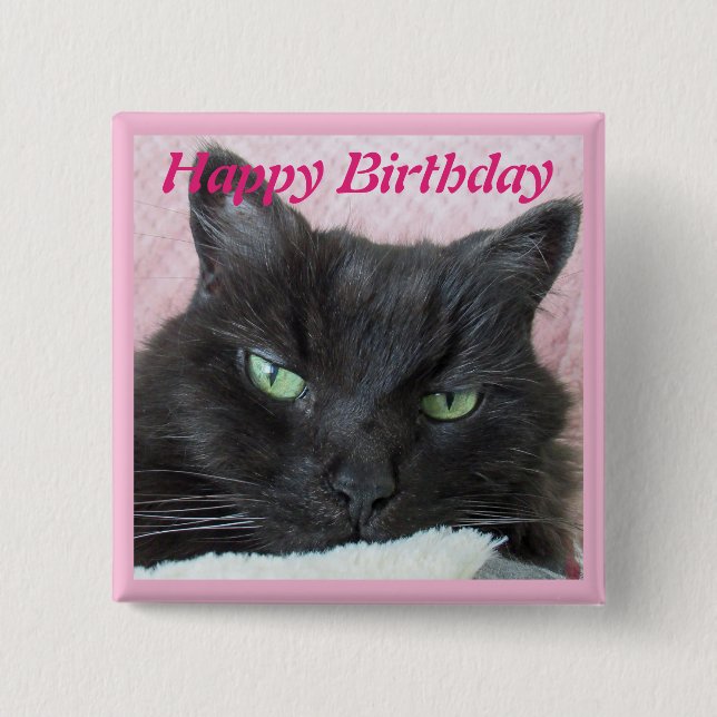 Cat Photo Birthday 15 Cm Square Badge (Front)