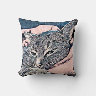 Cat photo, cat, Pets, funny cat, pastel background Cushion