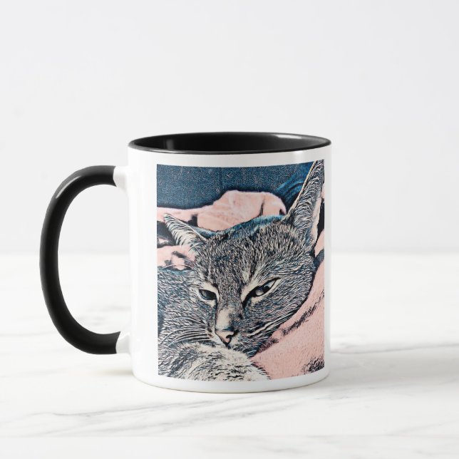 Cat photo, cat, Pets, funny cat, pastel background Mug (Left)