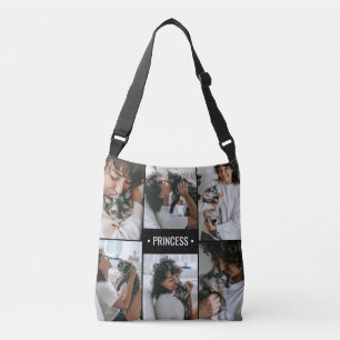 Cat Photo Collage Monogrammed Crossbody Bag