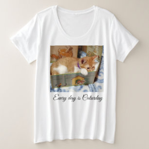 Cat Photo Front, Back Heart Paw, Plus Size T-Shirt