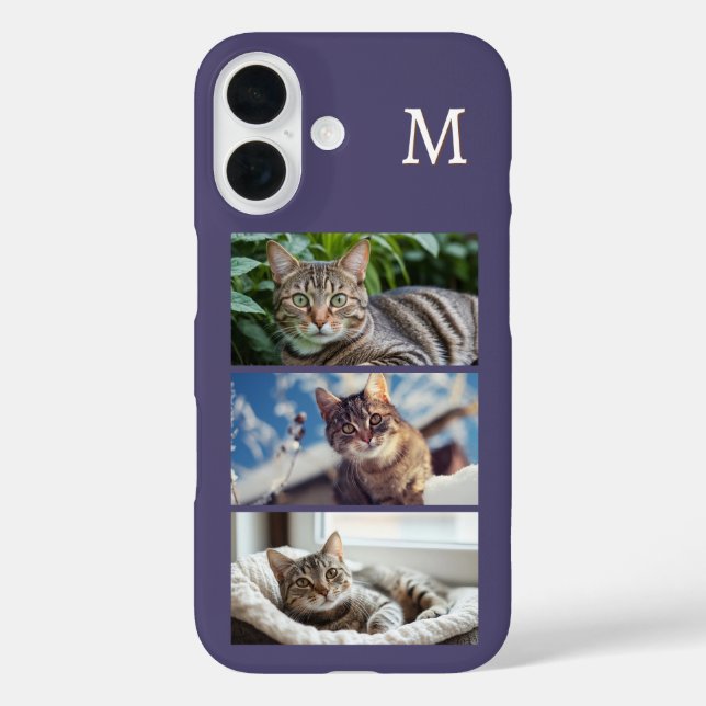 Cat Photo Gallery Pet Lover Violet Monogrammed Case-Mate iPhone Case (Back)