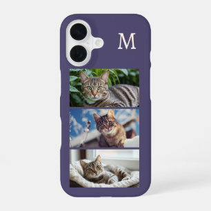 Cat Photo Gallery Pet Lover Violet Monogrammed iPhone 16 Case
