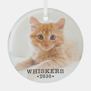 Cat Photo  Glass Tree Decoration
