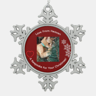 Cat Photo Memorial Snowflake Pewter Christmas Ornament