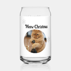 Cat Photo, Meow Christmas, customize Can Glass
