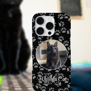 Cat Photo Paw Print Pattern Personalised iPhone 16 Pro Case