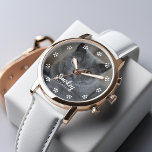 Cat Photo Personalised Watch<br><div class="desc">Cats leave paw prints in your heart.
Display your favourite cat photo with this beautiful personalised watch perfect for the World's Best Cat Mum/Dad.</div>