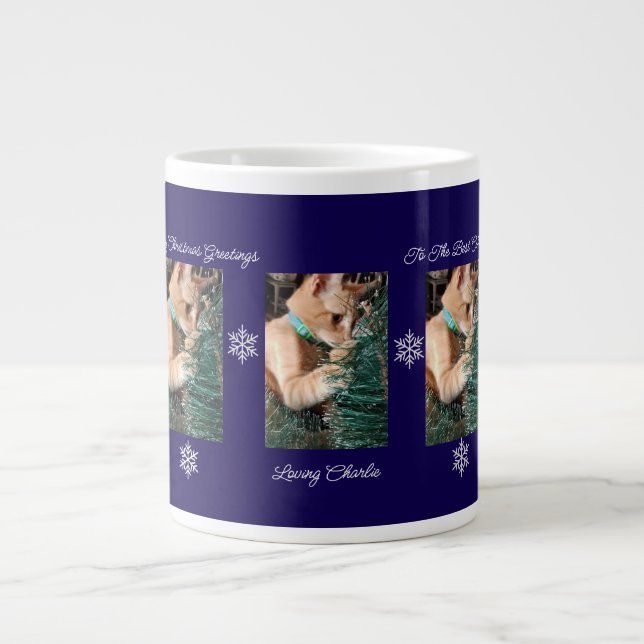 Cat Photo Personalize Blue Navy Mug (Front)