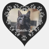 Cat Photo Pet Paw Print Frame Heart Sticker (Front)