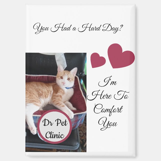 Cat Photo, Quotes Front and Back, Paw, Heart, Name Magnet (Front)