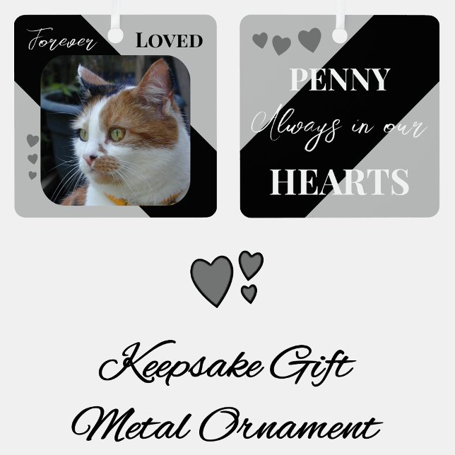 Cat Photo Sympathy Keepsake Pet Memorial black Metal Tree Decoration (Creator Uploaded)
