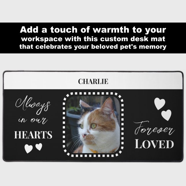 Cat Photo Sympathy Pet Memorial black Desk Mat (Creator Uploaded)