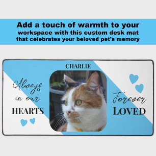 Cat Photo Sympathy Pet Memorial blue Desk Mat