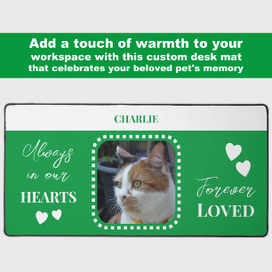 Cat Photo Sympathy Pet Memorial green Desk Mat