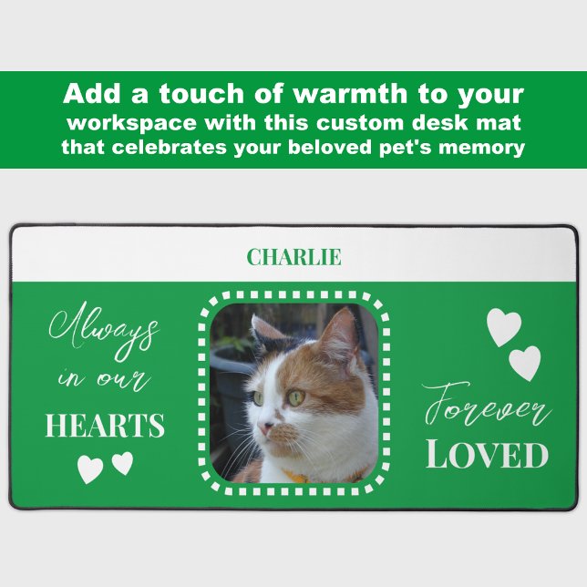 Cat Photo Sympathy Pet Memorial green Desk Mat (Creator Uploaded)
