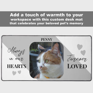 Cat Photo Sympathy Pet Memorial grey Desk Mat