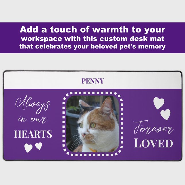 Cat Photo Sympathy Pet Memorial purple Desk Mat (Creator Uploaded)