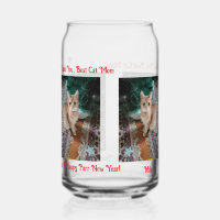 Cat Photo text customize Can Glass