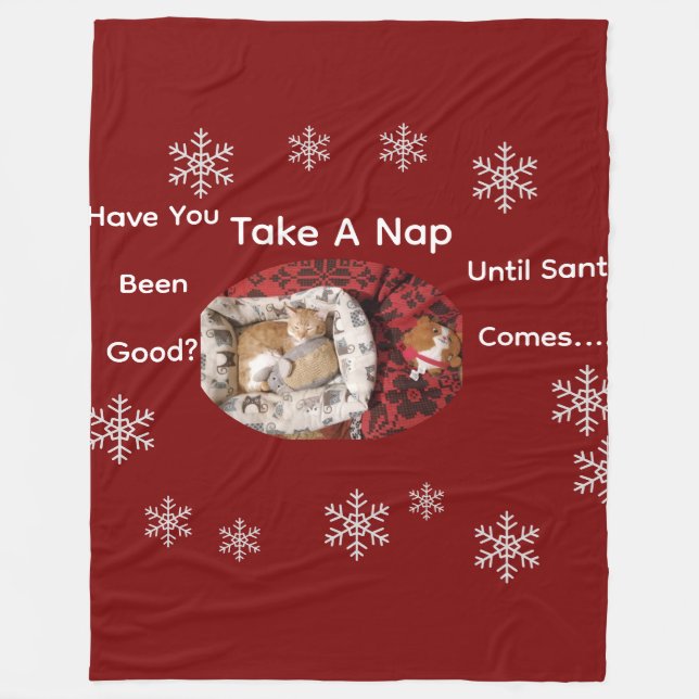 Cat Photo , Text, Customize  Fleece Blanket (Front)